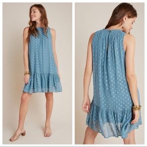 Anthropologie Natalie Flounced Tunic Polka Dot Metallic Sleeveless